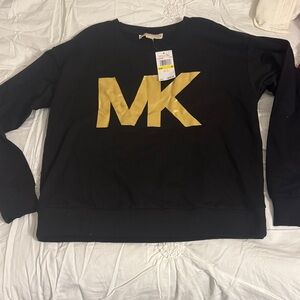 Michael Kors women’s Black Sweatershirt with Gold Logo size medium NWT